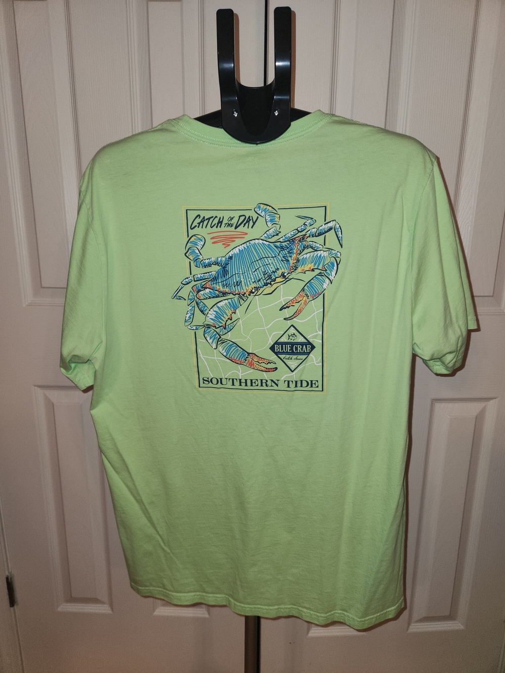 Southern Tide Lime Green Short Sleeve T-Shirt with Blue Crab Graphic